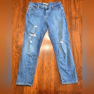 Levi's Women's Medium Blue Wash Distressed Boyfriend Jeans, Size 29 Waist